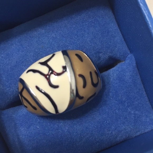 Vintage Enamel Tiger Print Statement Ring - Picture 3 of 9